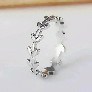 New 925 Silver Ivy Band Ring